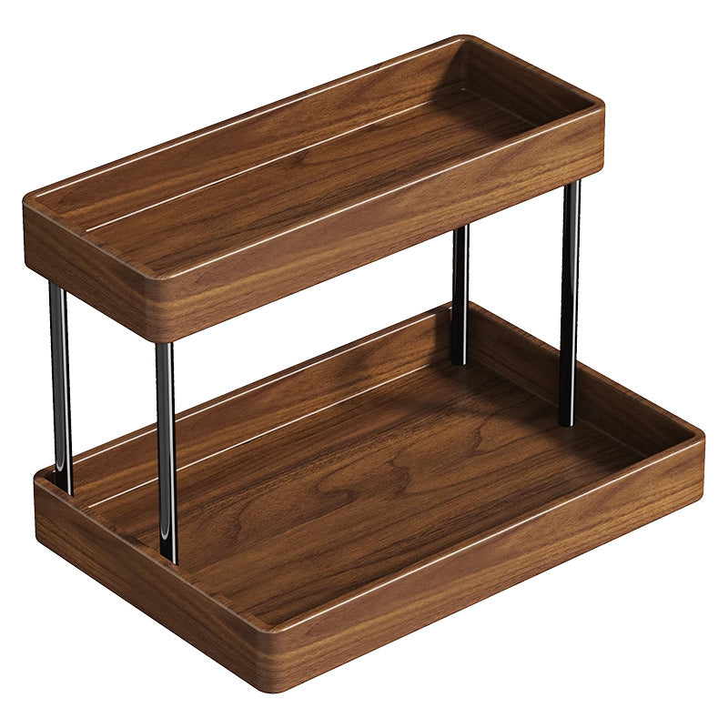 Zwei-Ebenen Holzkosmetikschreibtisch Organizer mit Metallpfeilern