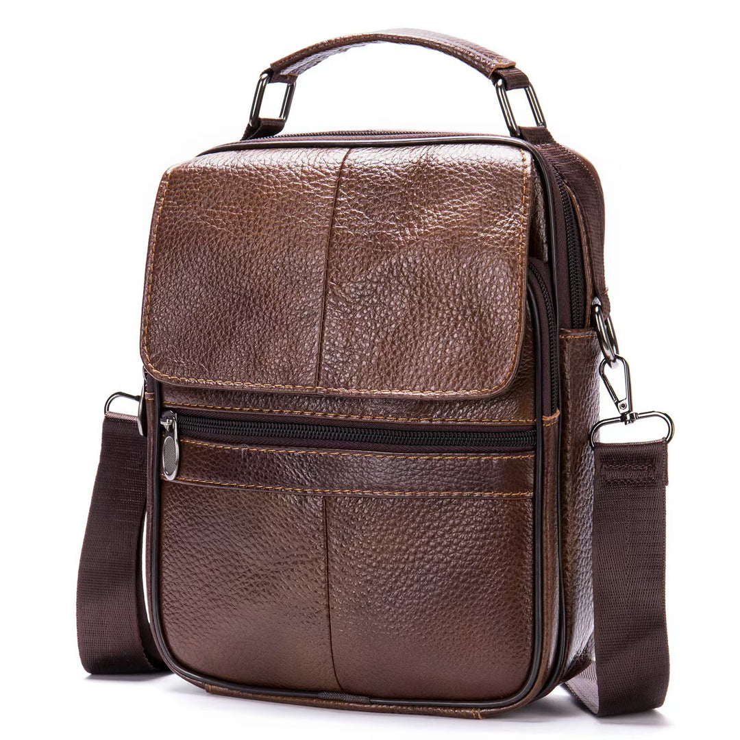 Texturierte Leder-Crossbody-Aktentasche