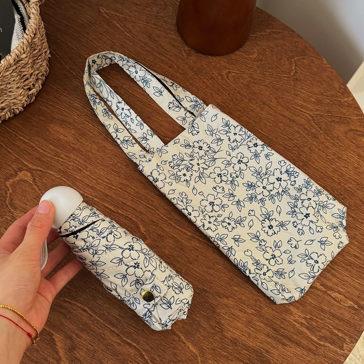 Damen Faltbare Einkaufstasche mit floralem Motiv Karnz