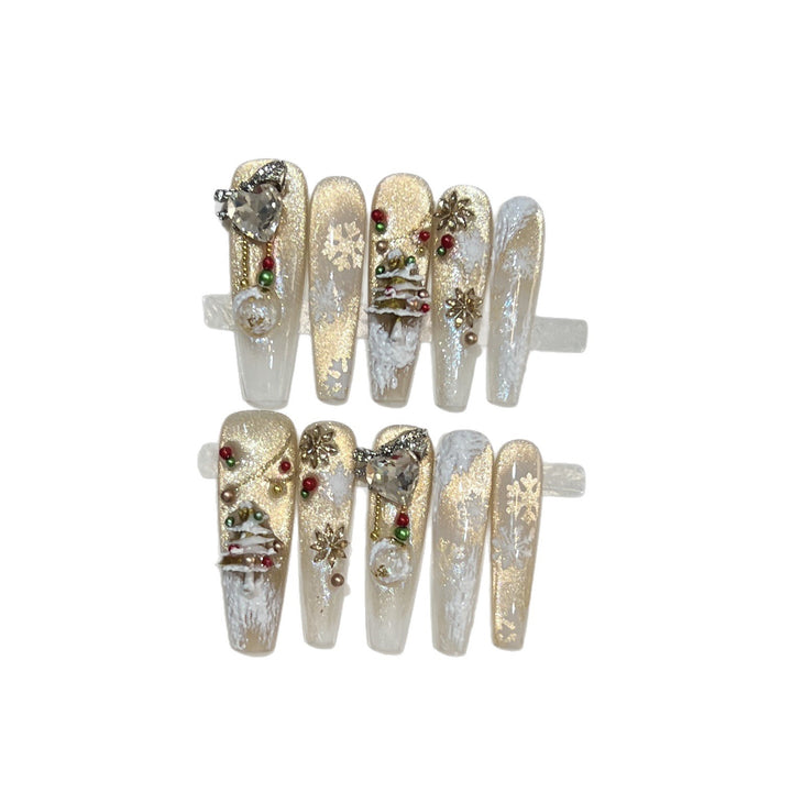 Festliche Glamour Stiletto Press-On Nagelkunst Set Karnz