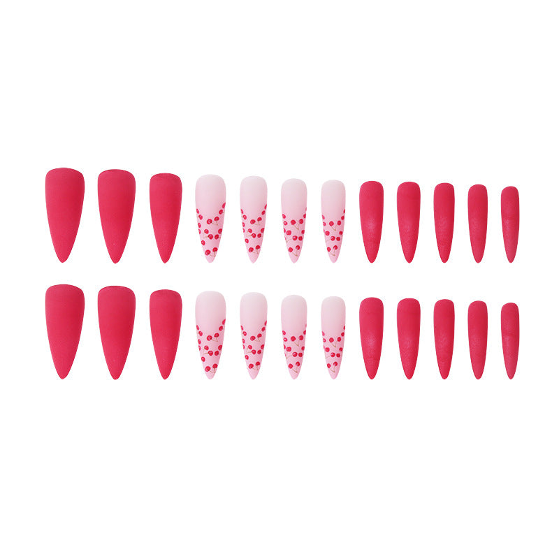 Künstlerisches Stiletto-Nagelkunst-Set mit Kirsch- und Matt-Designs Karnz