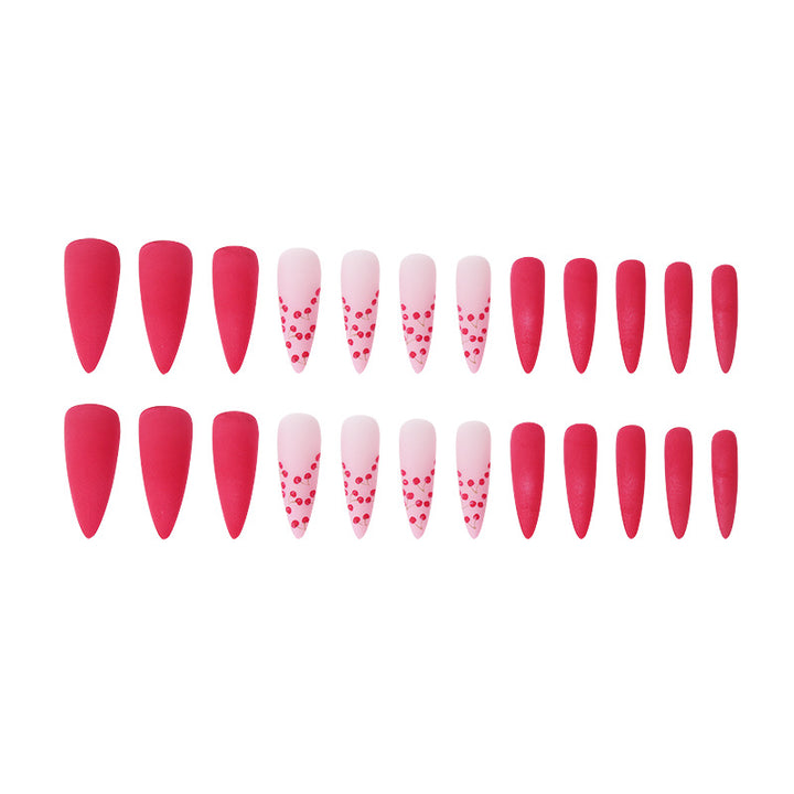Künstlerisches Stiletto-Nagelkunst-Set mit Kirsch- und Matt-Designs Karnz
