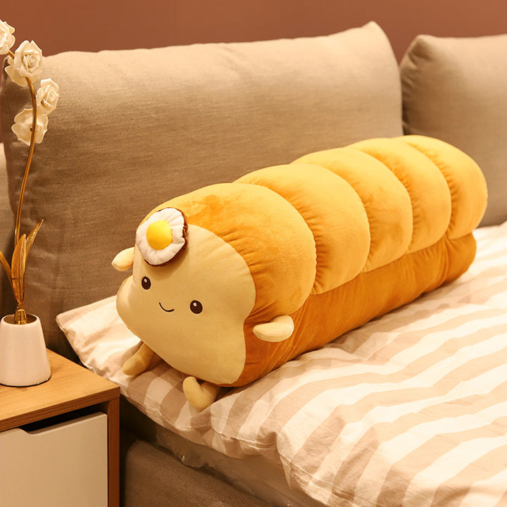 Kawaii Toast-förmiges Plüsch-Dekokissen mit Ei-Applikation Karnz