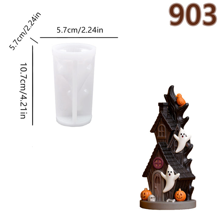 Silikon-Gießform für detaillierte Resin-Halloween-Miniaturhaus- und Figurenformen