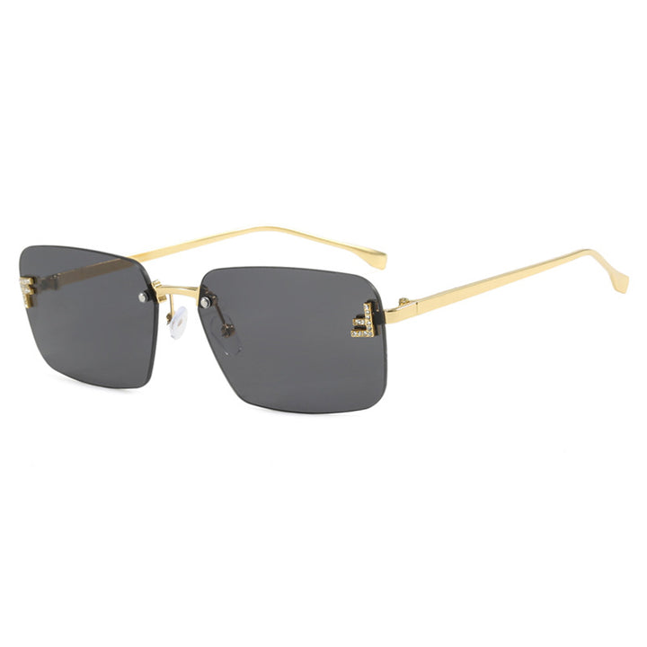 Damen quadratische Sonnenbrille mit elegantem goldenen Rahmen und stylishen Gläsern Karnz