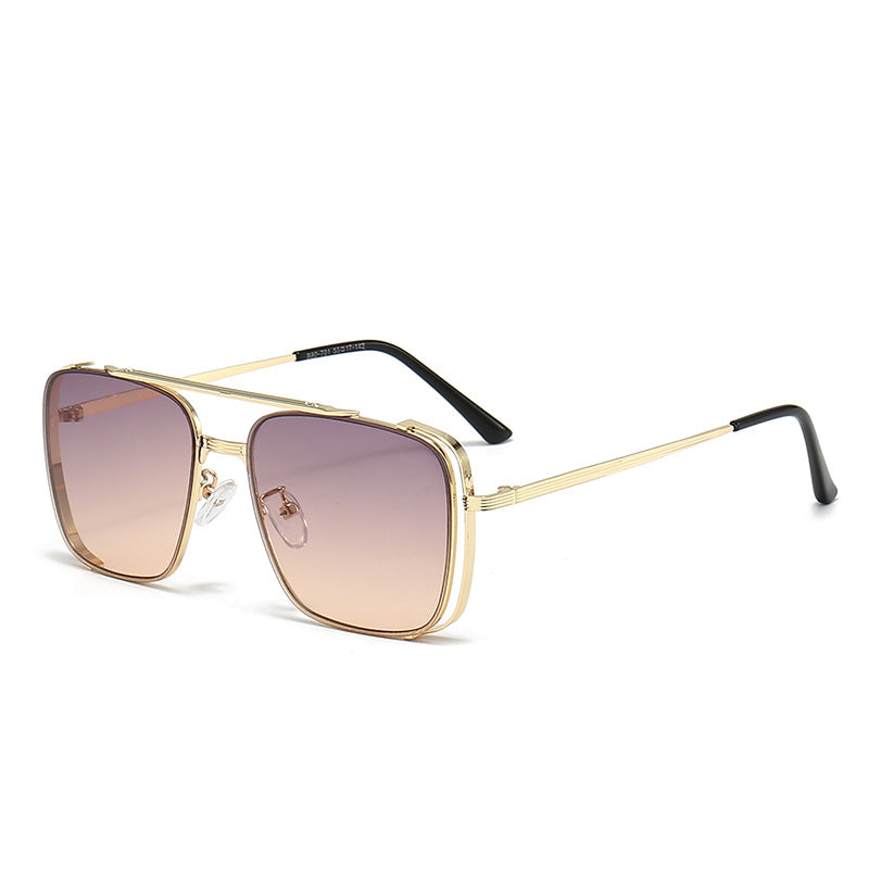 Damen modische quadratische Sonnenbrille mit elegantem Metallrahmen Karnz