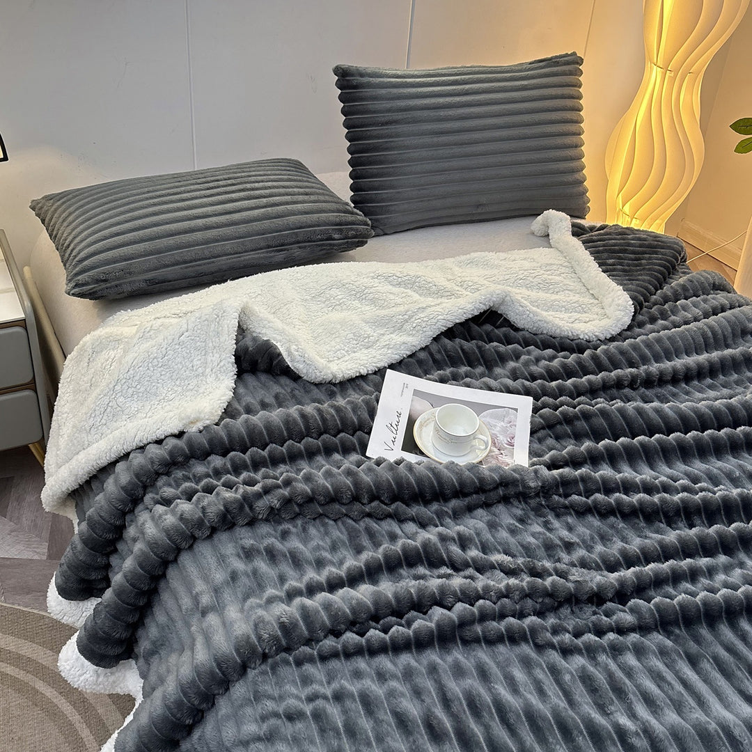 Luxuriöse Plüsch Streifen Fleece Decke