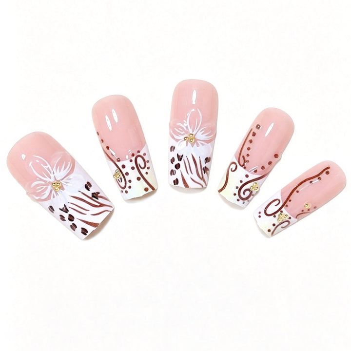 Elegante Florale Acryl-Nagelverlängerungen Karnz
