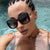 Damen modische oversized Sonnenbrille mit luxuriösem Herzdetail Karnz