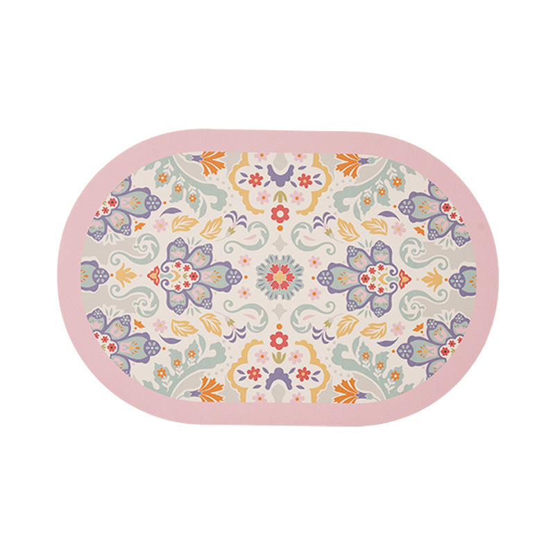 Ovales Tischset aus abwischbarem Baumwoll‑Leinen‑Mix mit detailreichem Blumenprint