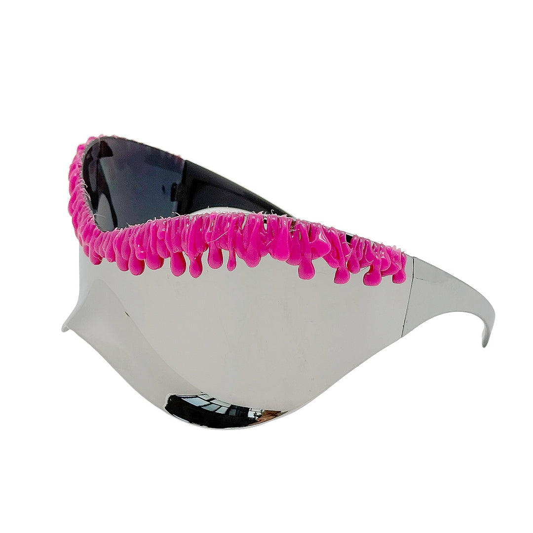 Damen futuristische Schutzbrille mit einzigartigem Wellenrahmen Karnz