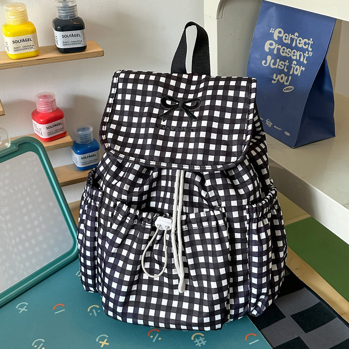 Süßer Karomuster-Zugbeutel Rucksack Karnz