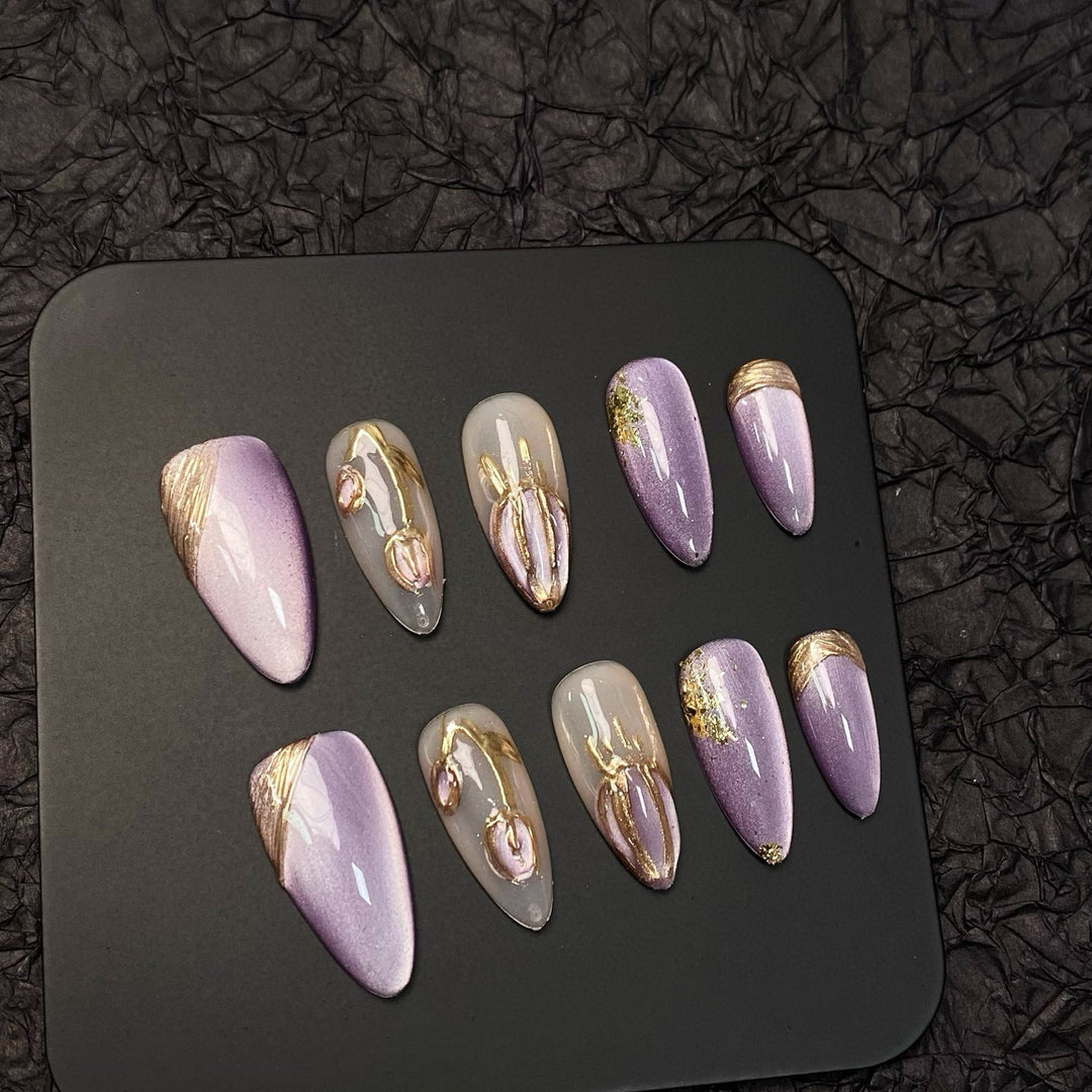 Elegantes florales Design Press-On-Nagelset