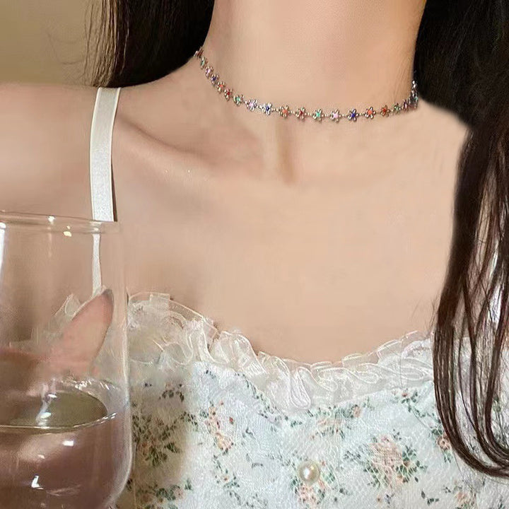 Floral Charm Choker Halskette Karnz