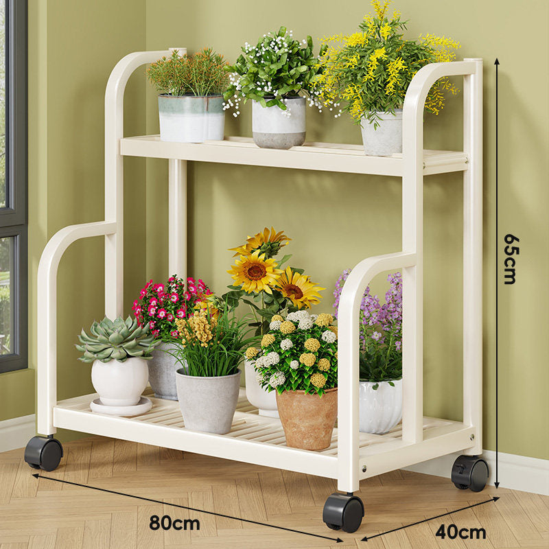 Drei-Ebenen Rollbares Metall Pflanzen Display Regal