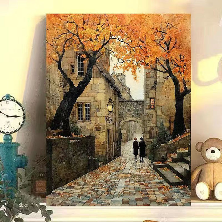 Vintage Europäische Landschaft Leinwand Kunstdruck Karnz