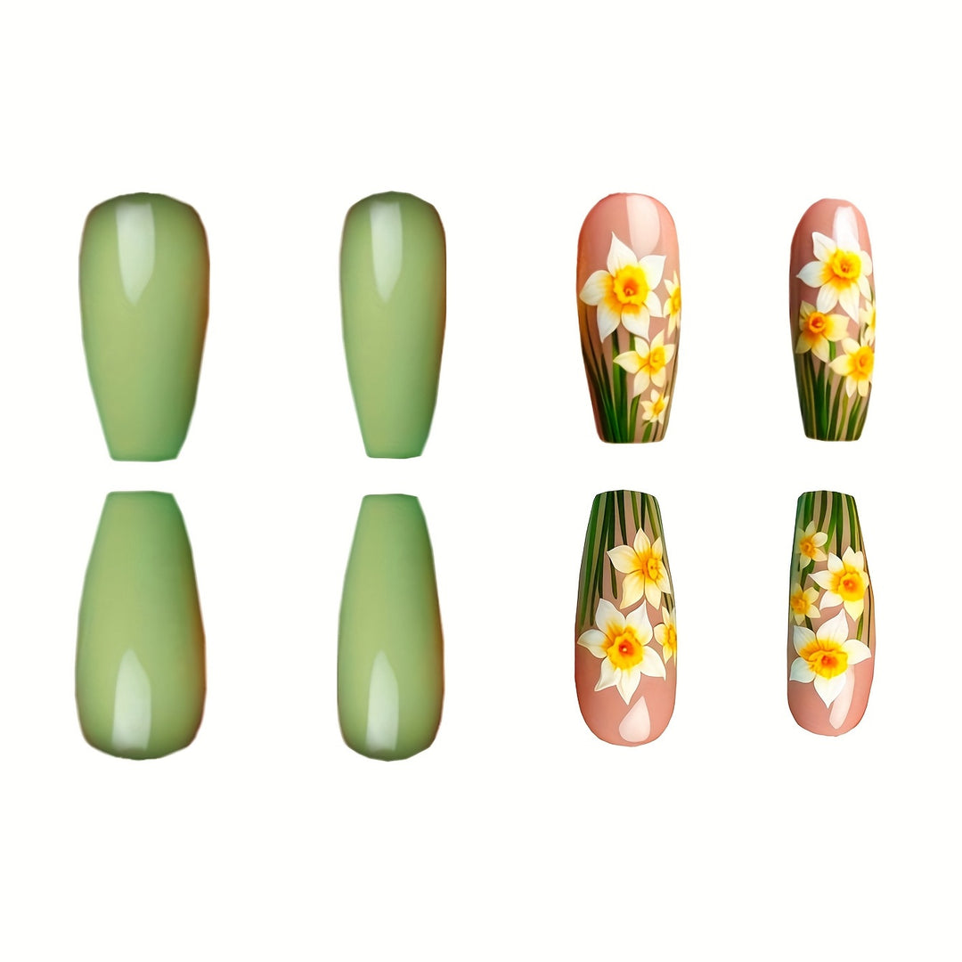 Floral Narzisse Press-On Nagelkunst Karnz