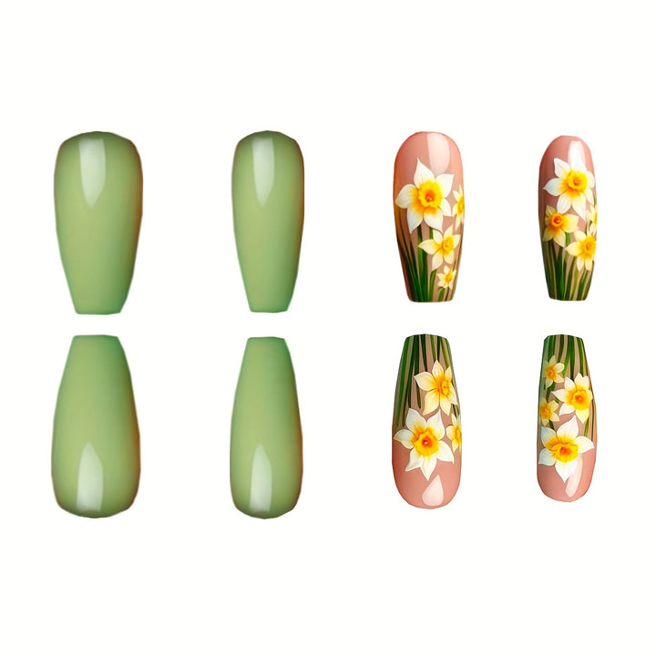Floral Narzisse Press-On Nagelkunst Karnz