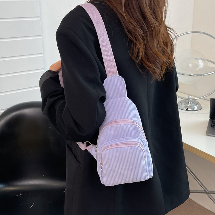 WoMulti-Fächige Corduroy Sling Bag Karnz