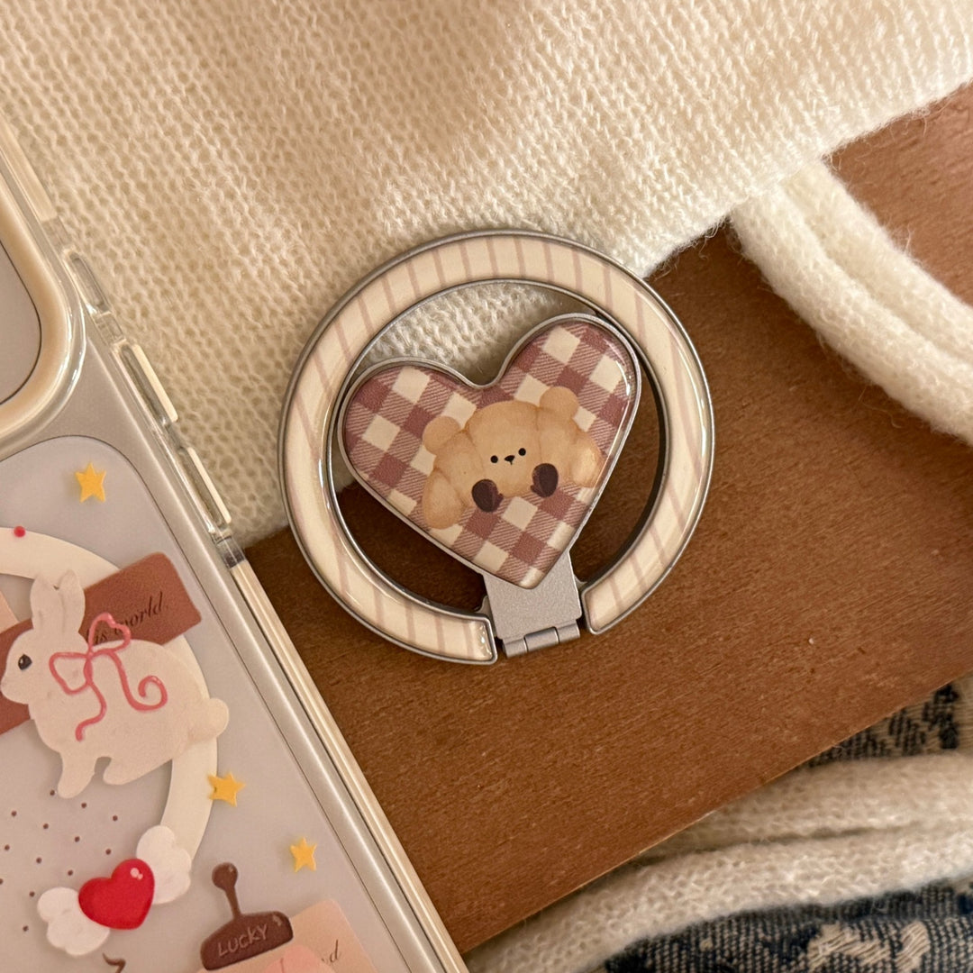 Verspielter Smartphone Fingerhalter mit Bärenmotiv Karnz