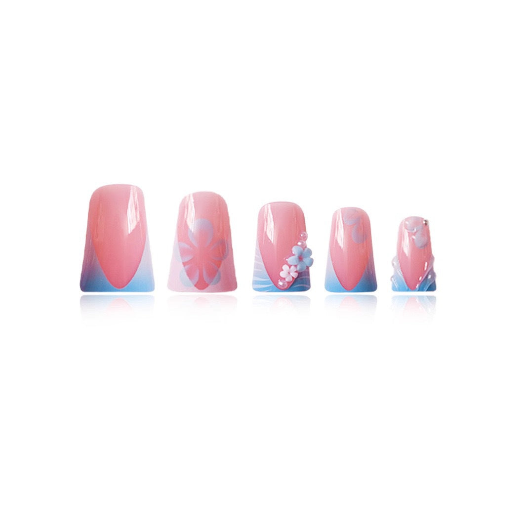 Künstlerische Acryl-Blumen-Nagelerweiterungen Karnz