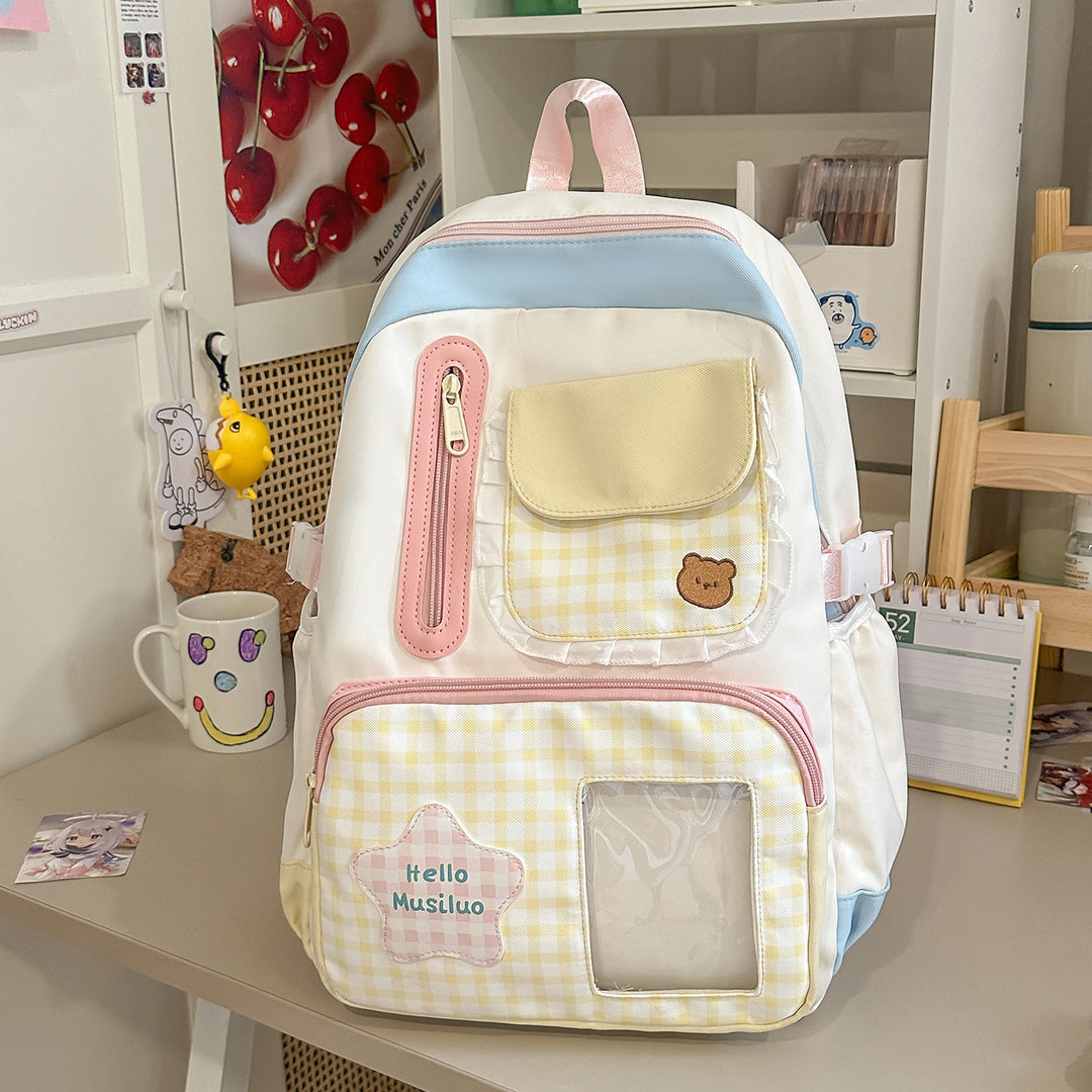Stilvolles Gingham-Druck-Rucksack Karnz