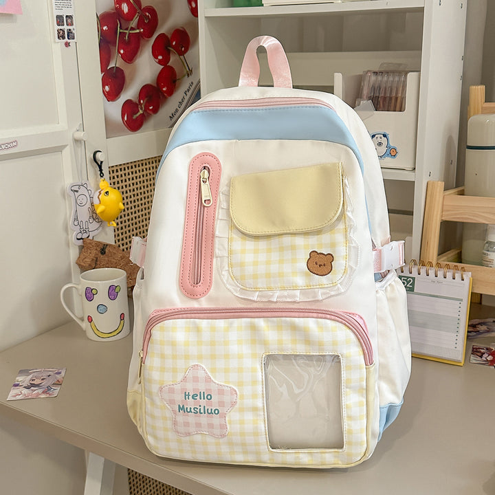 Stilvolles Gingham-Druck-Rucksack Karnz