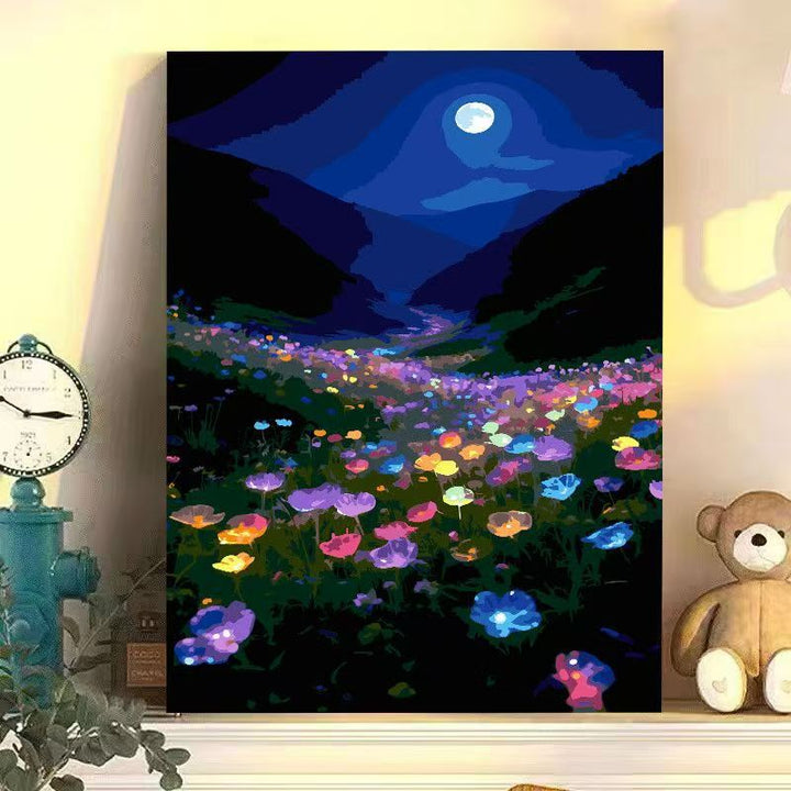 Nächtliche florale Landschaft Leinwandkunst Karnz