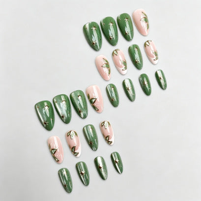 Botanische Florale Press-On Nagelspitzen Karnz