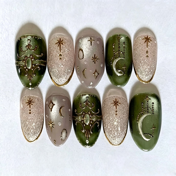 Celestial Themed Press-On Nail Art Set Karnz
