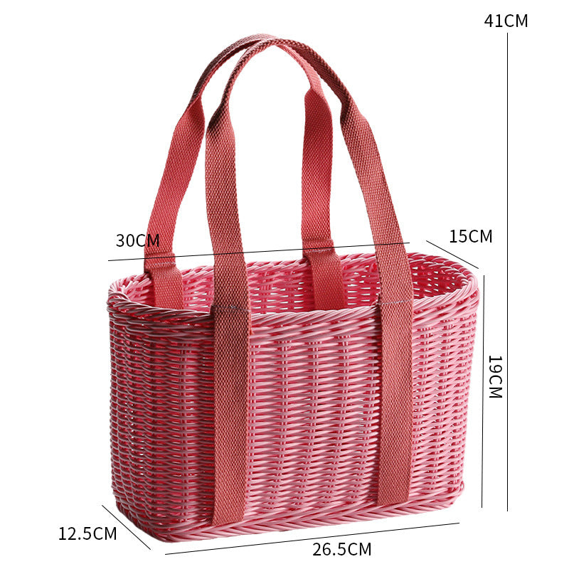 Unisex Robust geflochtener Einkaufskorb mit bequemen Stoffgriffen Karnz