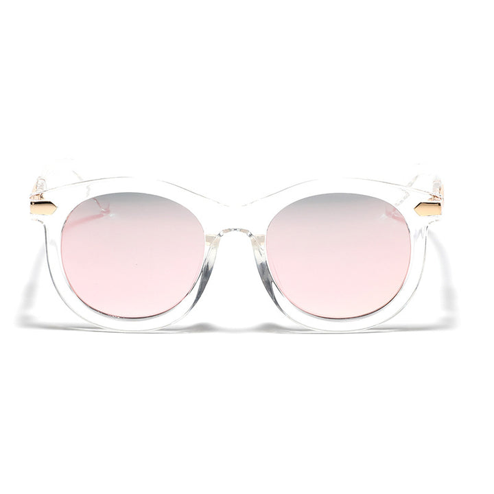Damen modische Sonnenbrille mit transparentem Rahmen und goldenen Akzenten Karnz