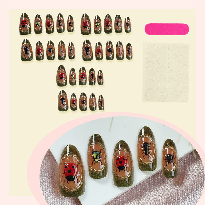Künstlerisches Insekten-Themen Presse-On-Nail-Set Karnz
