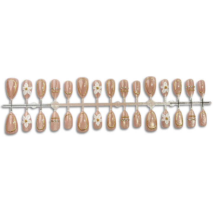 Elegante mit Edelsteinen verzierte Press-On Nagelset