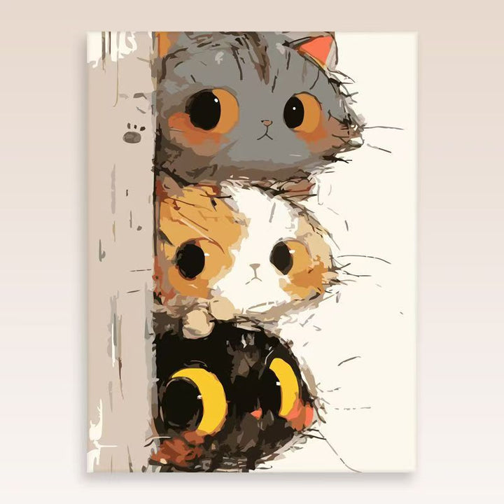 Verspielt Katzenporträt Wandkunst Karnz