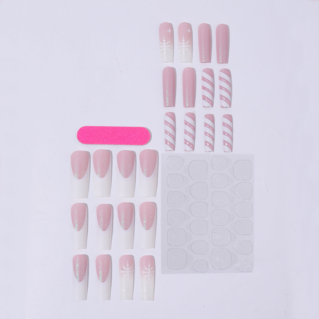 Kreatives Kunstnagelset mit festlichem Zuckerstangen-Design und glitzernden Akzenten Karnz