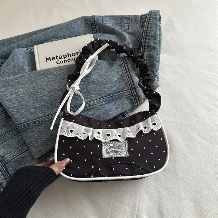 Polka-Dot-Rüschenschulter-Handtasche