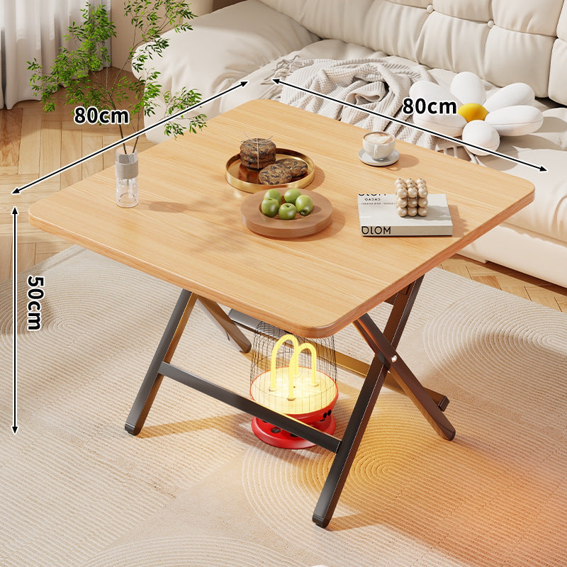 Faltbarer quadratischer Kaffee- und Beistelltisch mit Marmor-Effekt-Top und zusammenklappbarem X-Beinrahmen