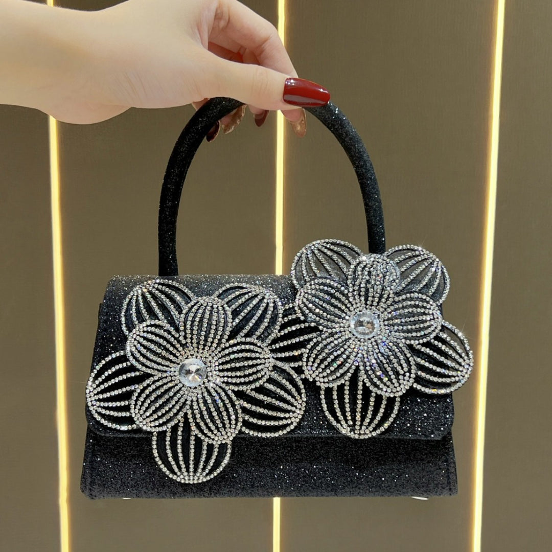 Blumenverzierte Abendhandtasche