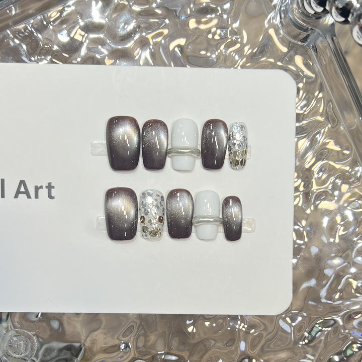 Press-On Nail Art Set mit Ombre- und Glitzerakzenten Karnz