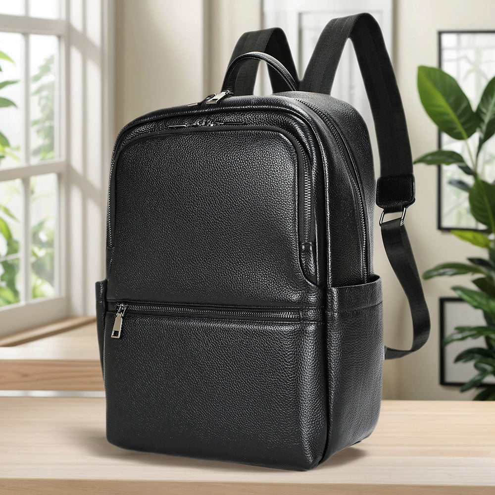 Premium Leder Mehrere Fächer Rucksack