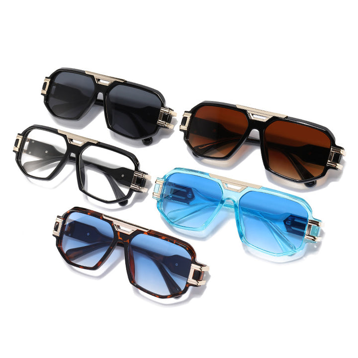 Statement Quadratrahmen Sonnenbrille mit dekorativen goldenen Akzenten Karnz