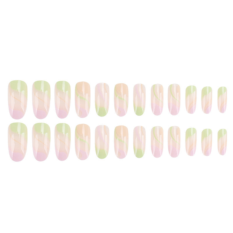 Künstlerisches Press-On-Nagelset mit gewelltem Design Karnz