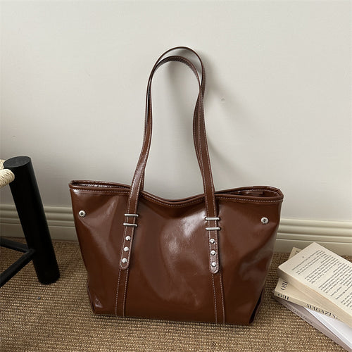 Klassische Strukturierte Leder Tote Bag