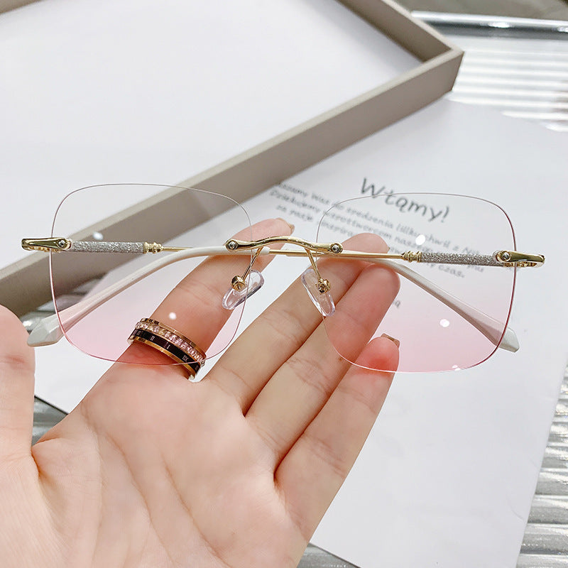 Damen elegante quadratische Sonnenbrille mit funkelnden Akzenten Karnz
