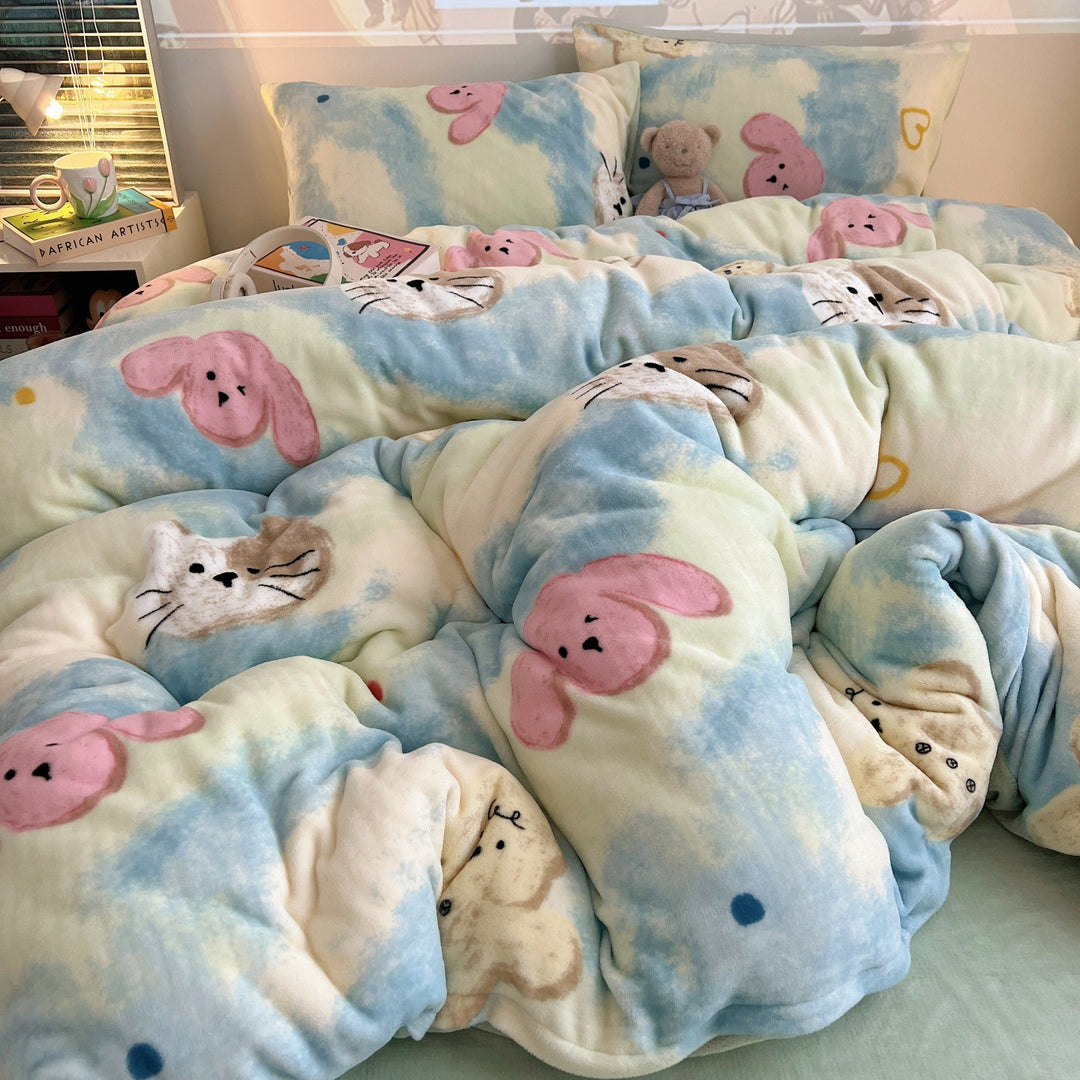 Cartoon-Themen Fleece Bettbezug Set