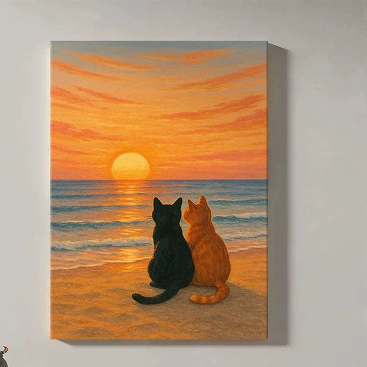 Künstlerische katzenmotivierte Leinwandwandkunst