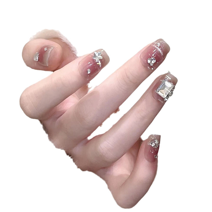 Glamouröse mit Strass verzierte Press-On Nagelkunst Karnz