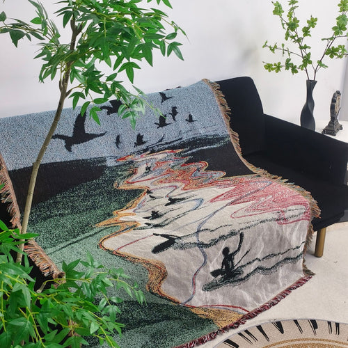 Künstlerische Surf-Szene Wandteppich Decke