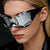 Damen extravagante Sonnenbrille mit einzigartigem Ketten-Design Karnz